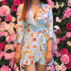 floral wrap tea dress